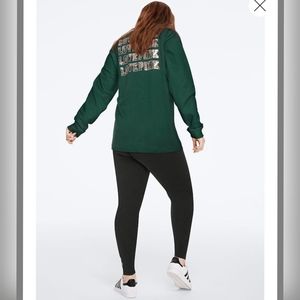 Victoria Secret PINK dark green bling tee NWOT